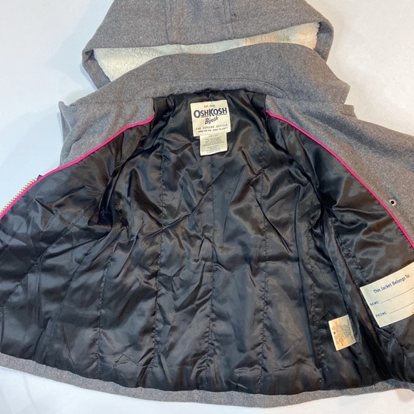 OSHKOSH B’GOSH l Super Cute Girl Hooded Pea Coat (2T) Like NEW - Picture 3 of 10